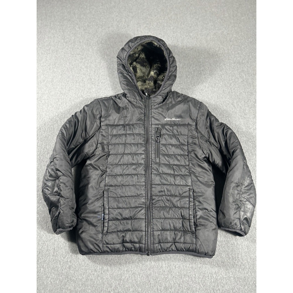 Eddie Bauer BoysReversible Hooded PufferJacket‎ Black and Green